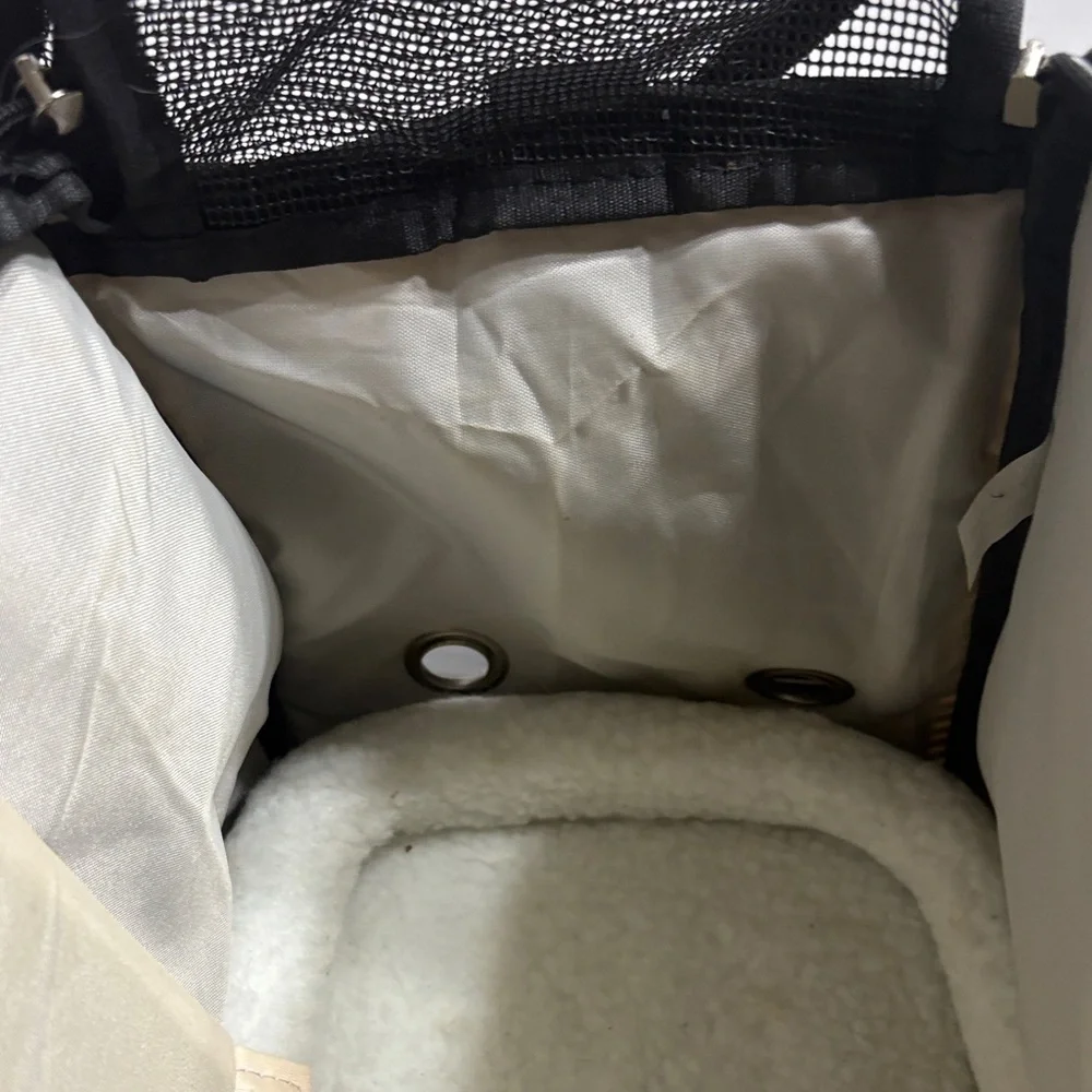 Black and White Striped Cat Carrier